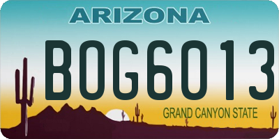 AZ license plate BOG6013