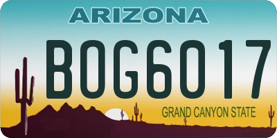 AZ license plate BOG6017