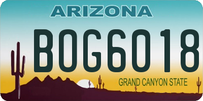 AZ license plate BOG6018