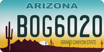 AZ license plate BOG6020