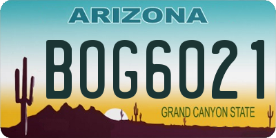AZ license plate BOG6021