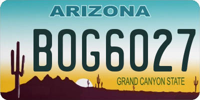 AZ license plate BOG6027