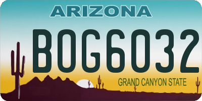 AZ license plate BOG6032