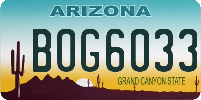 AZ license plate BOG6033