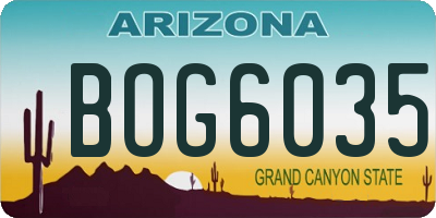 AZ license plate BOG6035