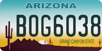 AZ license plate BOG6038