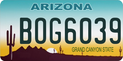 AZ license plate BOG6039