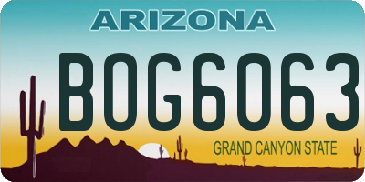 AZ license plate BOG6063