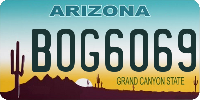 AZ license plate BOG6069