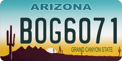 AZ license plate BOG6071