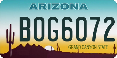 AZ license plate BOG6072