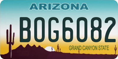 AZ license plate BOG6082