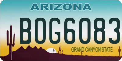 AZ license plate BOG6083