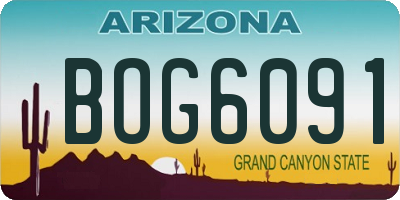 AZ license plate BOG6091