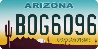 AZ license plate BOG6096