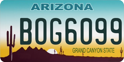 AZ license plate BOG6099