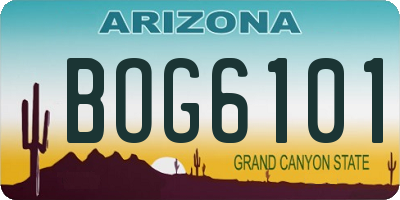 AZ license plate BOG6101