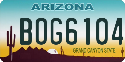 AZ license plate BOG6104