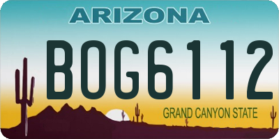 AZ license plate BOG6112