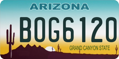 AZ license plate BOG6120