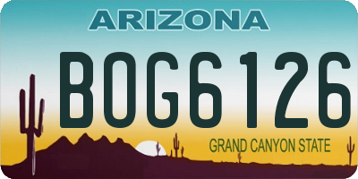 AZ license plate BOG6126