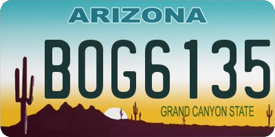 AZ license plate BOG6135