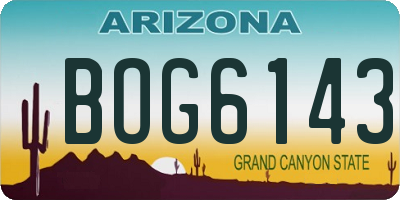 AZ license plate BOG6143