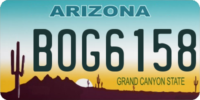AZ license plate BOG6158