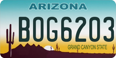 AZ license plate BOG6203