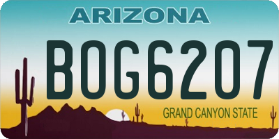 AZ license plate BOG6207