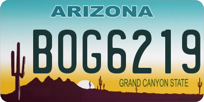 AZ license plate BOG6219