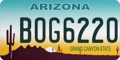 AZ license plate BOG6220