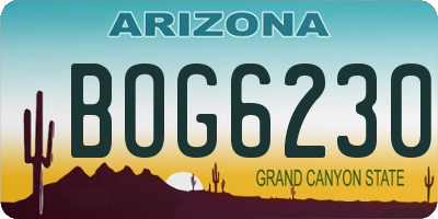 AZ license plate BOG6230