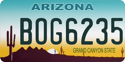 AZ license plate BOG6235