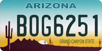 AZ license plate BOG6251