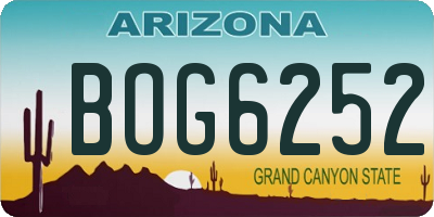 AZ license plate BOG6252