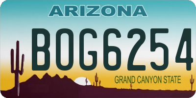 AZ license plate BOG6254