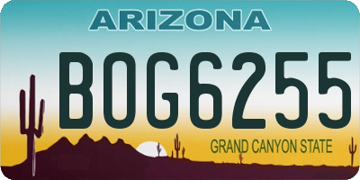 AZ license plate BOG6255