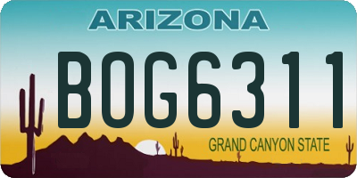AZ license plate BOG6311