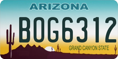 AZ license plate BOG6312