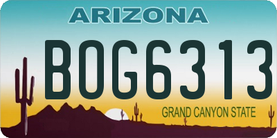 AZ license plate BOG6313