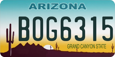 AZ license plate BOG6315