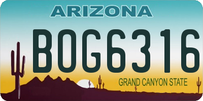 AZ license plate BOG6316