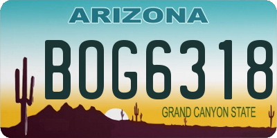 AZ license plate BOG6318