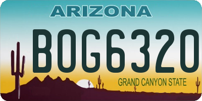 AZ license plate BOG6320