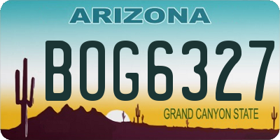 AZ license plate BOG6327