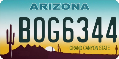AZ license plate BOG6344