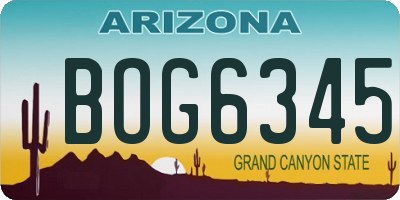 AZ license plate BOG6345
