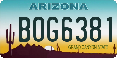 AZ license plate BOG6381