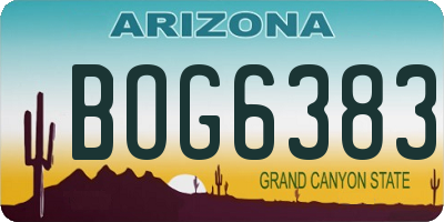 AZ license plate BOG6383